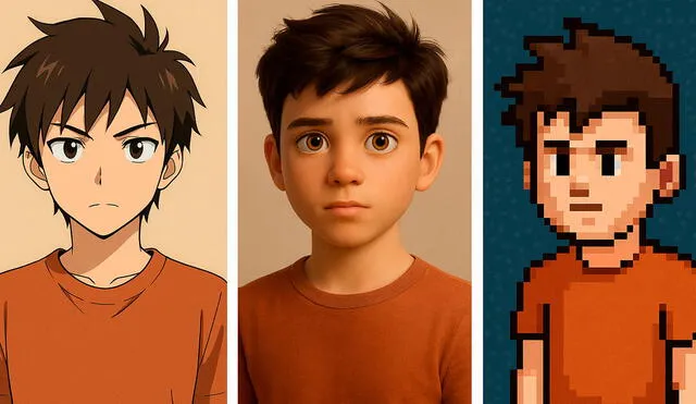 Foto al estilo anime, Pixar/Disney, y Pixel Art. Foto: ChatGPT/La Republica Foto al estilo anime, Pixar/Disney, y Pixel Art. Foto: ChatGPT/La Republica