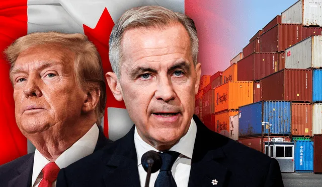 El primer ministro Mark Carney anunció que el impuesto afectará modelos no conformes al tratado T-MEC y entrará en vigor a la medianoche. Foto: Composición LR/AFP. El primer ministro Mark Carney anunció que el impuesto afectará modelos no conformes al tratado T-MEC y entrará en vigor a la medianoche. Foto: Composición LR/AFP.