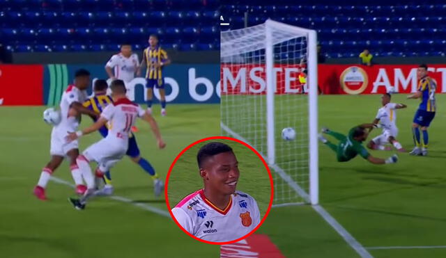 José Bolívar solo pudo sonreír de los nervios tras el autogol que cometió sin siquiera mirar al arco. Foto: composición de LR/captura de ESPN 3 José Bolívar solo pudo sonreír de los nervios tras el autogol que cometió sin siquiera mirar al arco. Foto: composición de LR/captura de ESPN 3