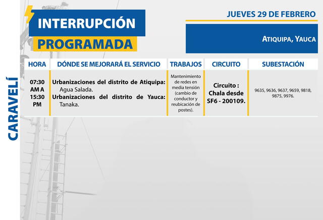 Corte de luz en Arequipa el 29 de febrero. Foto: Seal Corte de luz en Arequipa el 29 de febrero. Foto: Seal