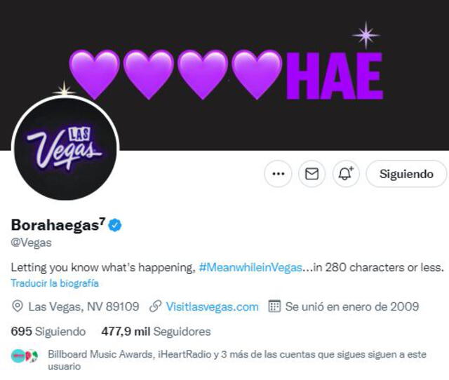 Borahaegas: Las Vegas se tiñe de púrpura. Foto: Twitter Borahaegas: Las Vegas se tiñe de púrpura. Foto: Twitter