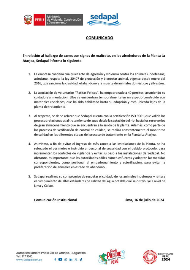 maltrato animal Sedapal la Atarjea maltrato animal Sedapal la Atarjea